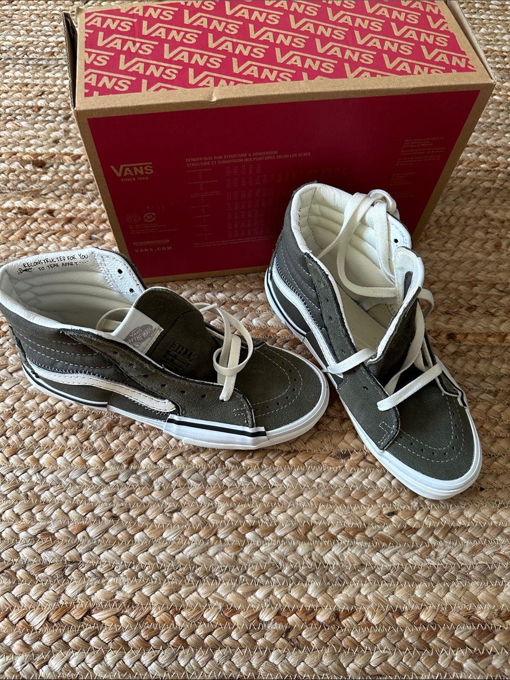 Vans Kids High-Top Sneakers in Olive and White